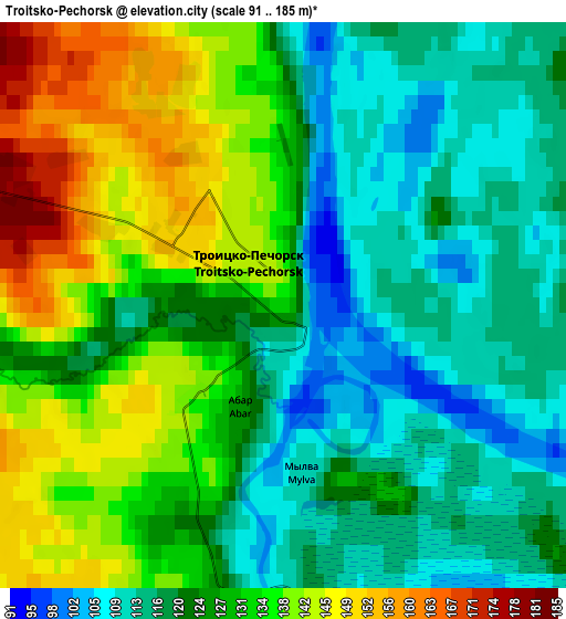 Zoom OUT 2x Troitsko-Pechorsk, Russia elevation map