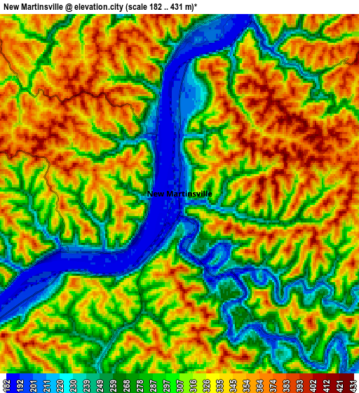 Zoom OUT 2x New Martinsville, United States elevation map