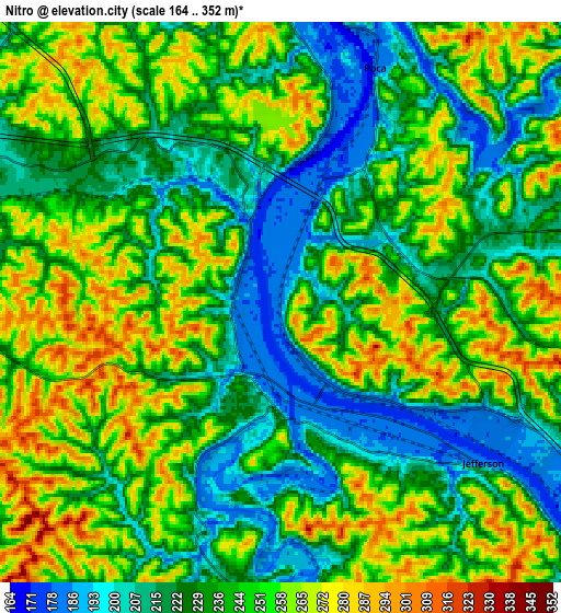 Zoom OUT 2x Nitro, United States elevation map