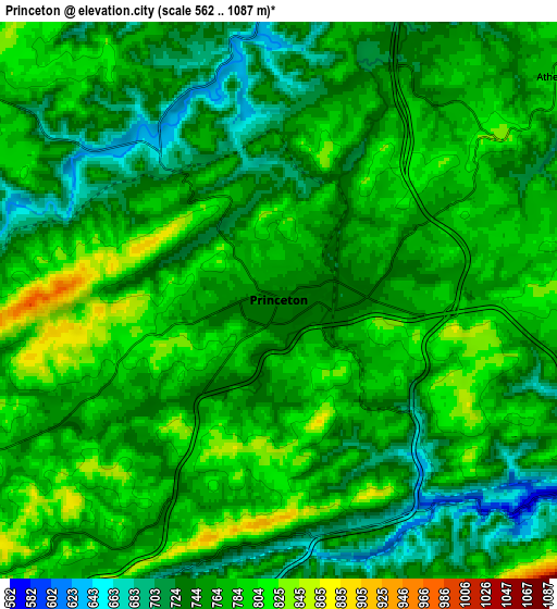 Zoom OUT 2x Princeton, United States elevation map