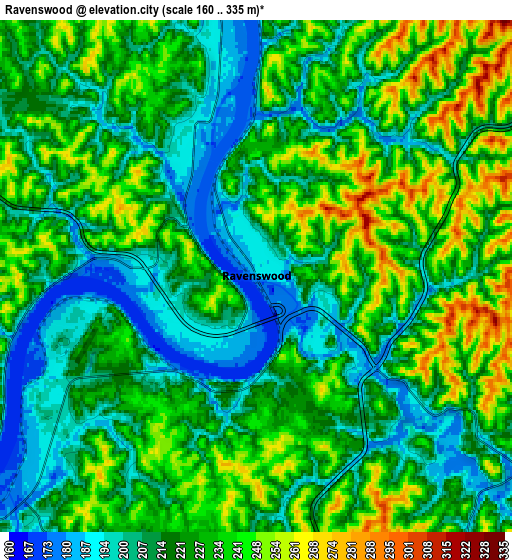 Zoom OUT 2x Ravenswood, United States elevation map