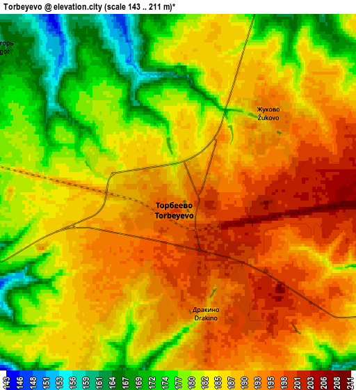 Zoom OUT 2x Torbeyevo, Russia elevation map