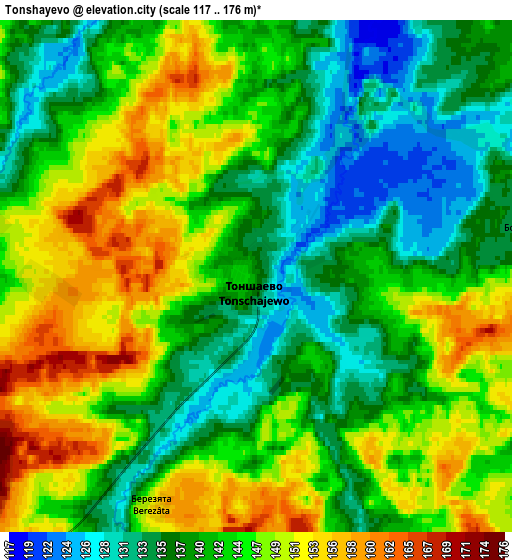 Zoom OUT 2x Tonshayevo, Russia elevation map