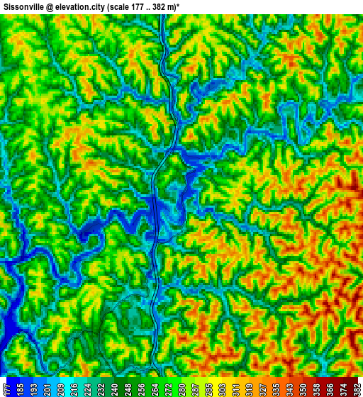 Zoom OUT 2x Sissonville, United States elevation map