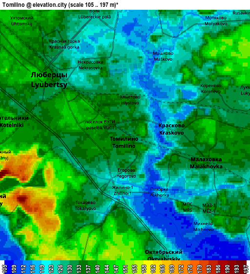 Zoom OUT 2x Tomilino, Russia elevation map