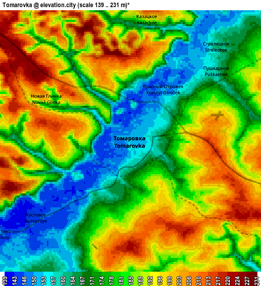 Zoom OUT 2x Tomarovka, Russia elevation map