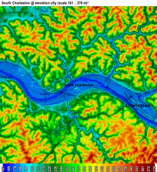 Zoom OUT 2x South Charleston, United States elevation map