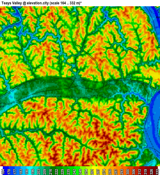 Zoom OUT 2x Teays Valley, United States elevation map