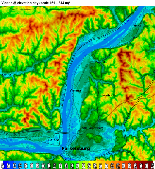 Zoom OUT 2x Vienna, United States elevation map