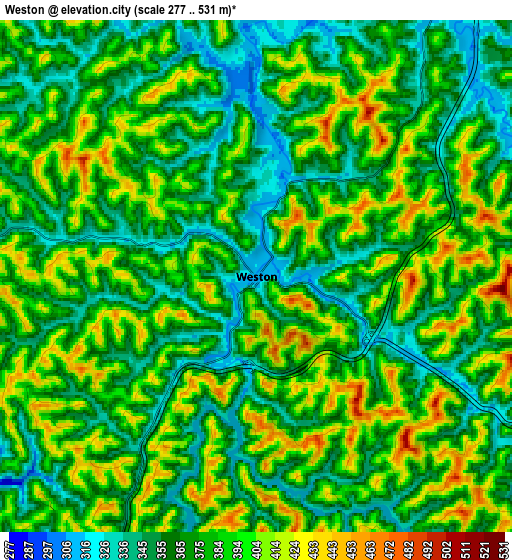 Zoom OUT 2x Weston, United States elevation map