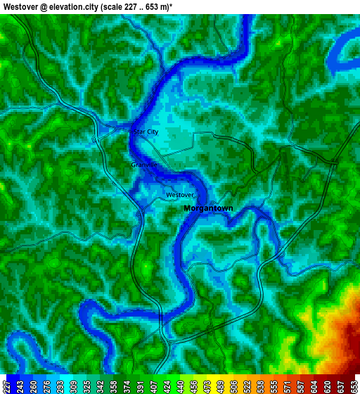 Zoom OUT 2x Westover, United States elevation map