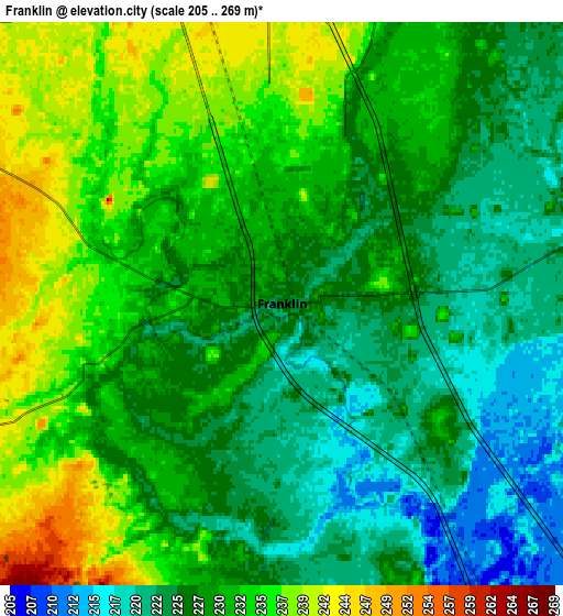 Zoom OUT 2x Franklin, United States elevation map