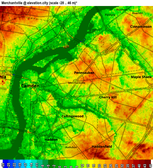 Zoom OUT 2x Merchantville, United States elevation map
