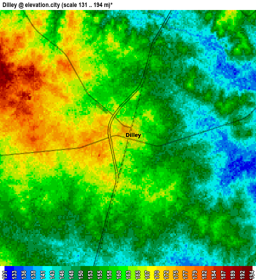 Zoom OUT 2x Dilley, United States elevation map