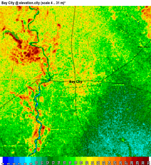 Zoom OUT 2x Bay City, United States elevation map