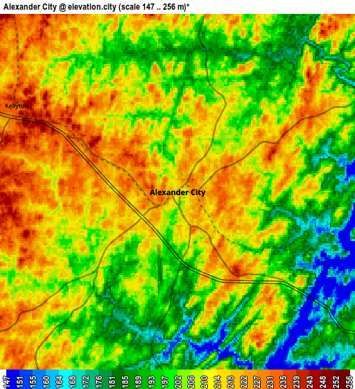 Zoom OUT 2x Alexander City, United States elevation map