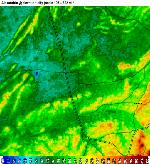 Zoom OUT 2x Alexandria, United States elevation map