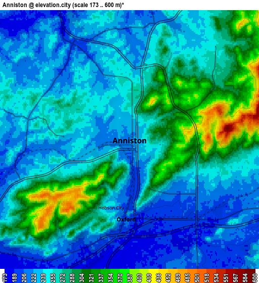 Zoom OUT 2x Anniston, United States elevation map