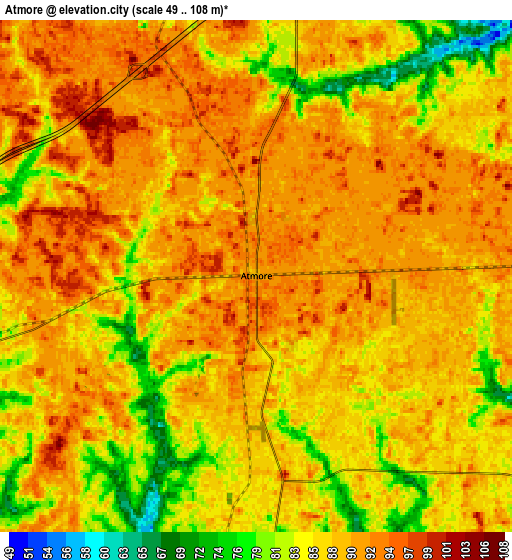 Zoom OUT 2x Atmore, United States elevation map