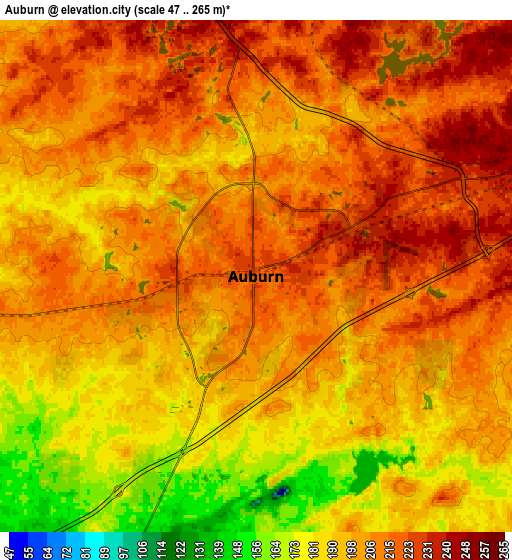 Zoom OUT 2x Auburn, United States elevation map