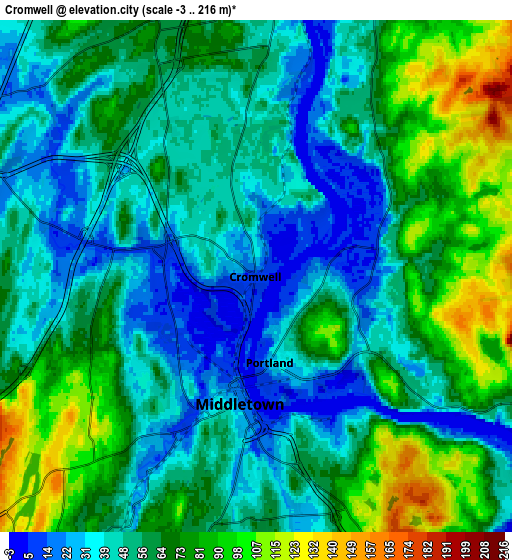 Zoom OUT 2x Cromwell, United States elevation map