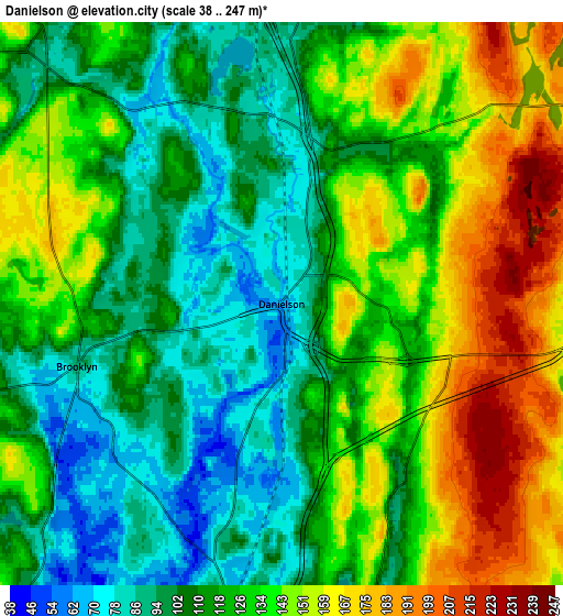 Zoom OUT 2x Danielson, United States elevation map