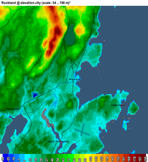 Zoom OUT 2x Rockland, United States elevation map