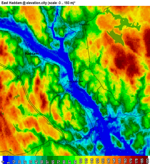 Zoom OUT 2x East Haddam, United States elevation map