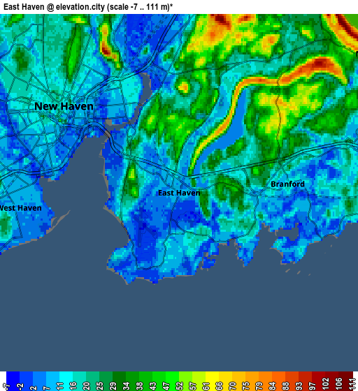 Zoom OUT 2x East Haven, United States elevation map