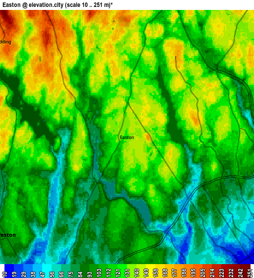 Zoom OUT 2x Easton, United States elevation map