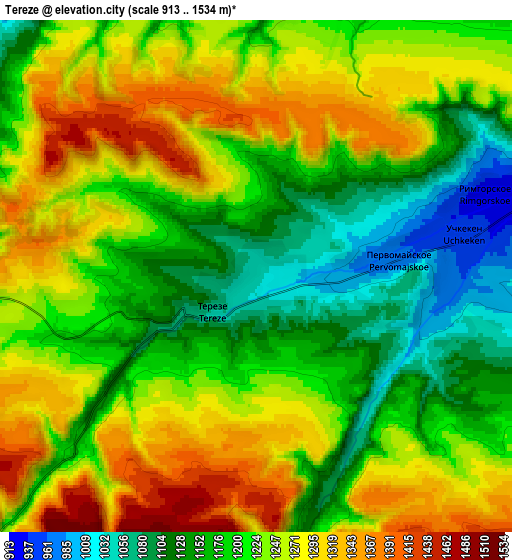 Zoom OUT 2x Tereze, Russia elevation map