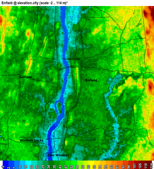 Zoom OUT 2x Enfield, United States elevation map