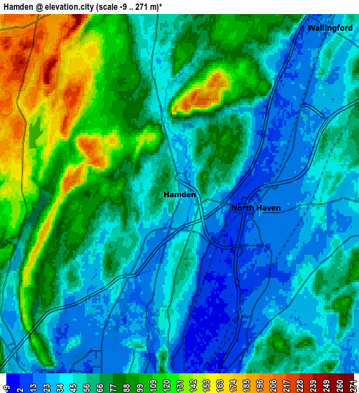 Zoom OUT 2x Hamden, United States elevation map