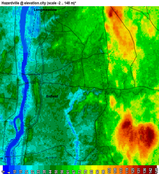 Zoom OUT 2x Hazardville, United States elevation map