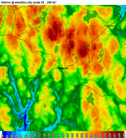 Zoom OUT 2x Hebron, United States elevation map