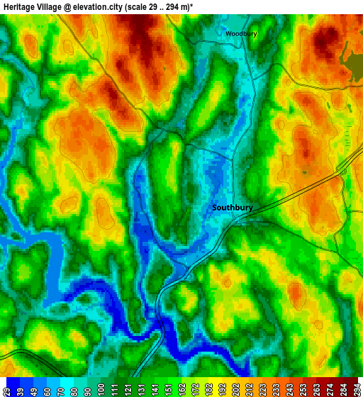 Zoom OUT 2x Heritage Village, United States elevation map