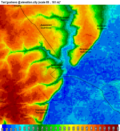 Zoom OUT 2x Ten’gushevo, Russia elevation map