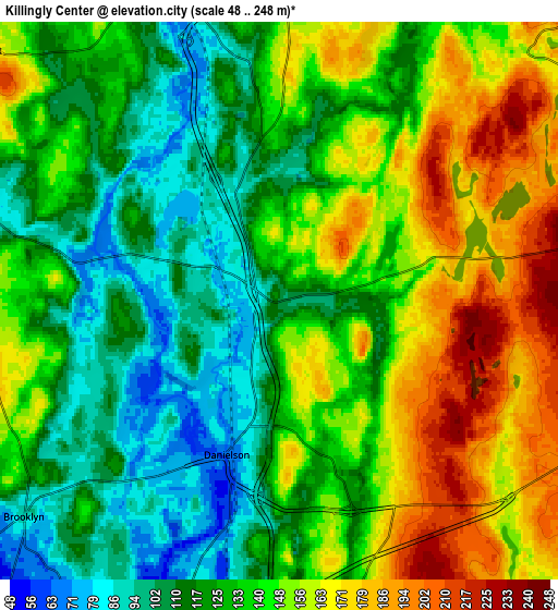 Zoom OUT 2x Killingly Center, United States elevation map