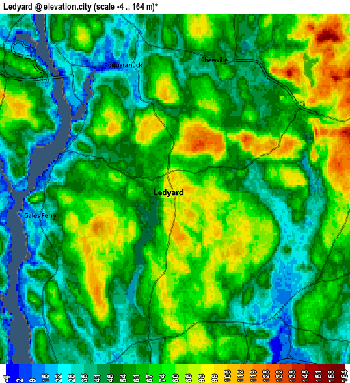 Zoom OUT 2x Ledyard, United States elevation map