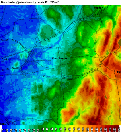 Zoom OUT 2x Manchester, United States elevation map