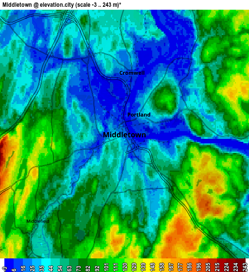 Zoom OUT 2x Middletown, United States elevation map