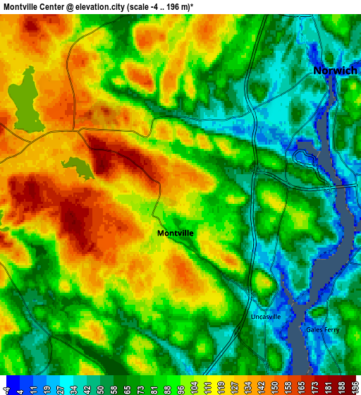 Zoom OUT 2x Montville Center, United States elevation map