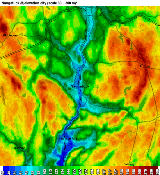 Zoom OUT 2x Naugatuck, United States elevation map