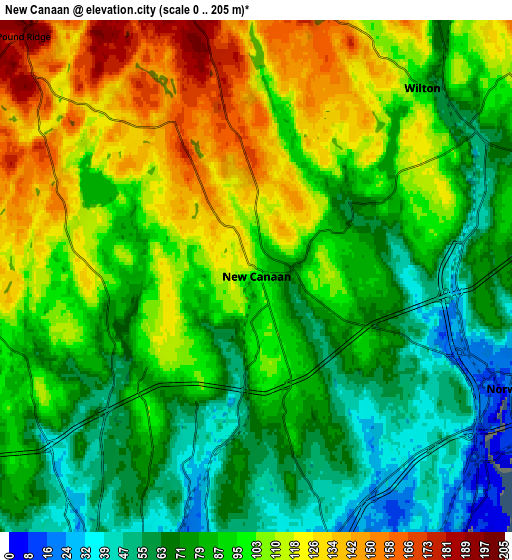 Zoom OUT 2x New Canaan, United States elevation map