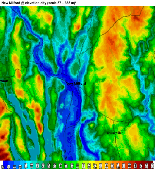 Zoom OUT 2x New Milford, United States elevation map