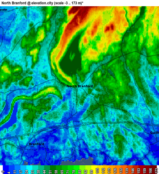 Zoom OUT 2x North Branford, United States elevation map