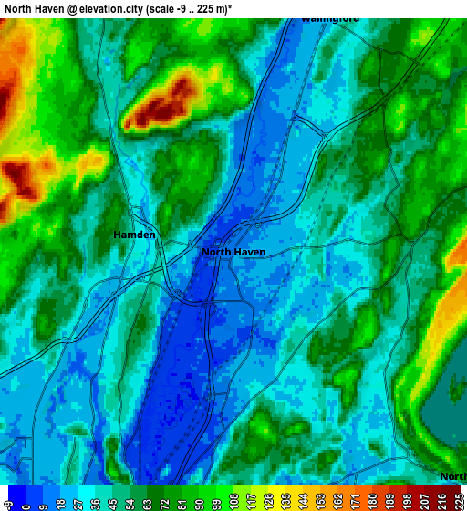 Zoom OUT 2x North Haven, United States elevation map