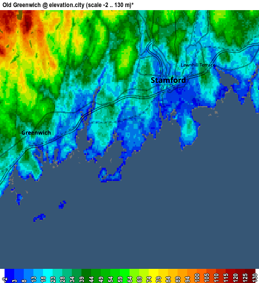 Zoom OUT 2x Old Greenwich, United States elevation map