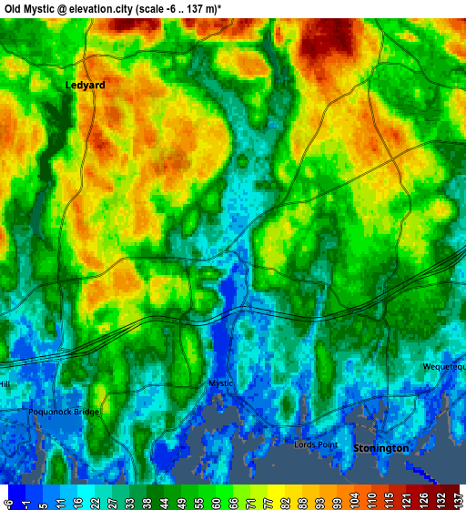 Zoom OUT 2x Old Mystic, United States elevation map