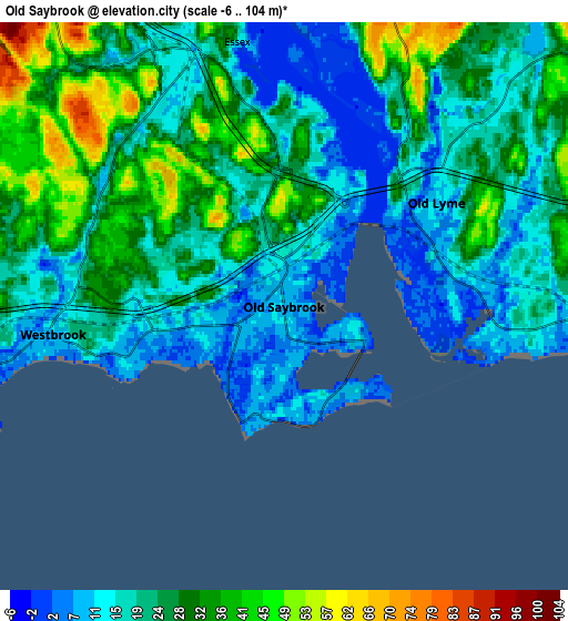 Zoom OUT 2x Old Saybrook, United States elevation map